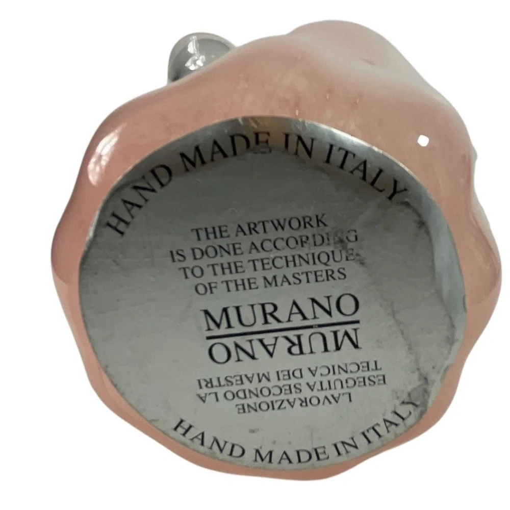 White Cristal Murano Art Glass Vase Pink & Clear Hand Blown Italy